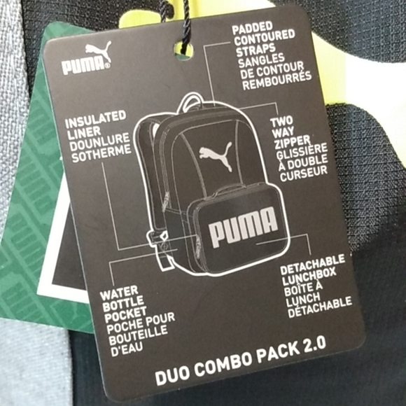PUMA DUO COMBO 2.0 GRAY BLACK LIME GREEN BACKPACK SIZE OS NWT - Picture 12 of 12